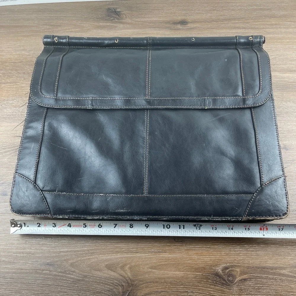 Wilsons Leather Briefcase Black Genuine Leather Double Buckle‎ Messenger Bag